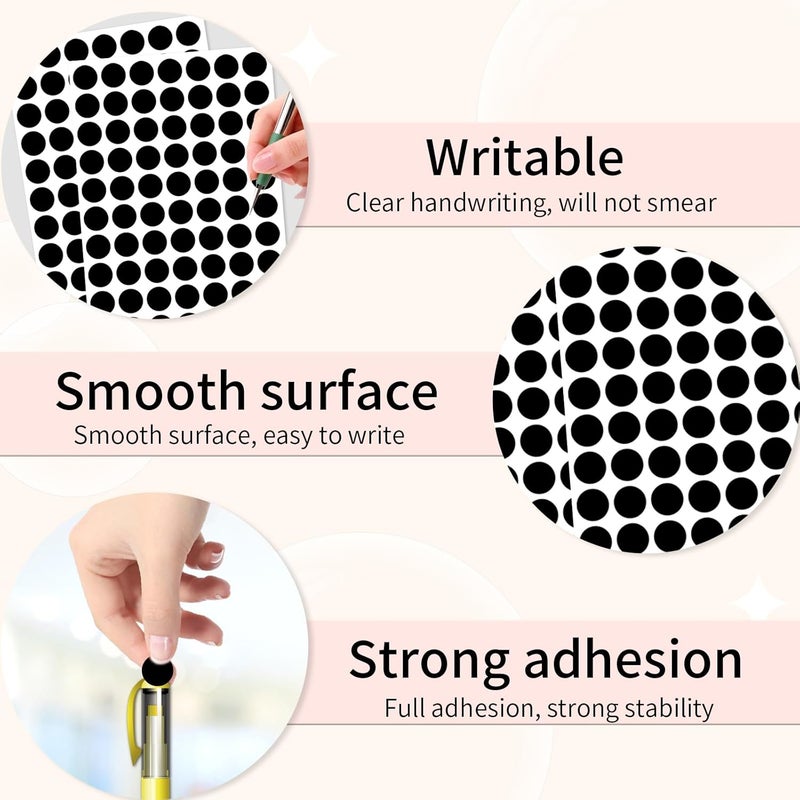 starboling Dot Stickers - 1400pcs Black Circle Labels, 1/2 Inch Round Stickers for Office, Classroom, Garage Sale - Image 3
